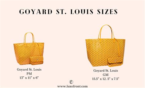 goyard saint louis pm bag classic colors|goyard tote bag size comparison.